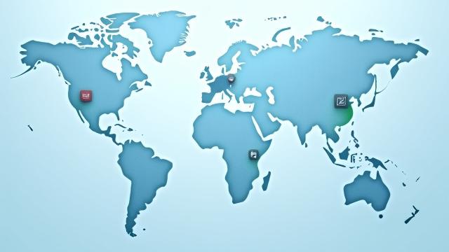 世界地図に点在する複数のアイコンが線で結ばれており、国際的な専門家ネットワークを表現